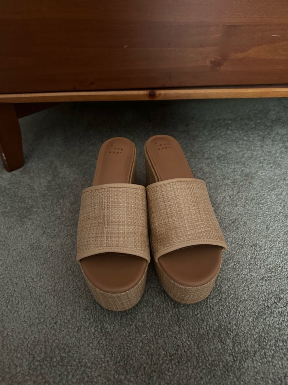 a new day Tan Woven Platform Slide Sandals